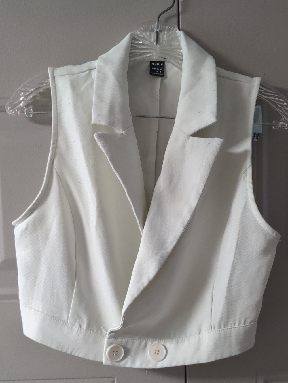 SHEIN White Tailored Sleeveless Cropped Blazer Vest (SMALL)